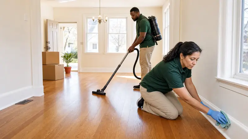 Spotless Solutions team completing a move-out clean